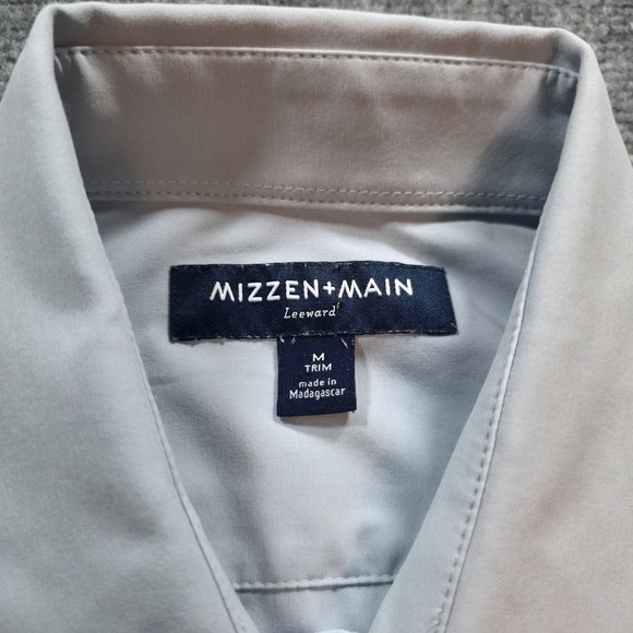 Mizzen+Main Leeward Dress Shirt Mens M Trim Fit Solid Gray - Picture 2 of 8